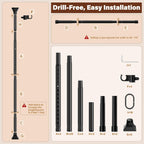 Abiglifty Room Divider Curtain Rod No Drilling, Adjustable 4-10ft(H) 28-114inch(W) Wall Divider for Room Separation, Heavy Duty Floor to Ceiling Tension Curtain Stand, Black