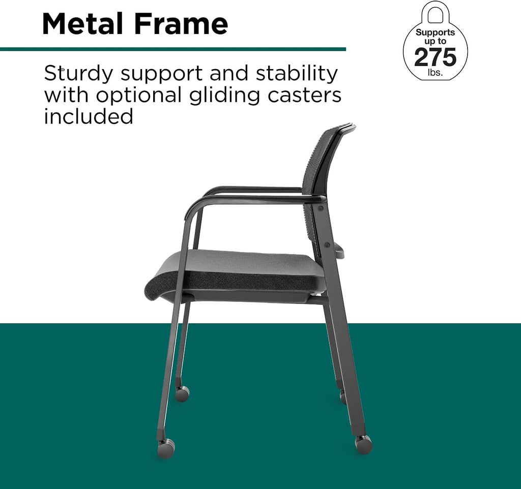 Workplace 2.0 Guest & Reception Chair, Mesh, Stackable, Black