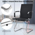 Giantex Office Reception Chairs Set - Guest Chairs, Conference Chair with Arm, Anti-Slip Foot Pads, PU Leather Home Office Chair for Meeting, Waiting Room, Lobby, Desk Chair No Wheels (Black, 8 Pack)
