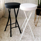 25 Inch Backless Folding Stool with Padded, with 220lb Capacity, for Kitchen or Rec Room, Portable Indoor Counter Bar Stools (Color : Black, Size : 63cm/25inch)
