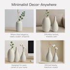 BEAHOT Ceramic Vases Set of 3, Modern Decorative Flower Vases for Living Room