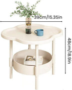 Petal-Shaped Side Table Living Room, 2-Tier Storage Small Coffee Table 15.35”, Lightweight Stable with Storage for Bedroom Small Spaces, Modern Couch Table for Home (Green)