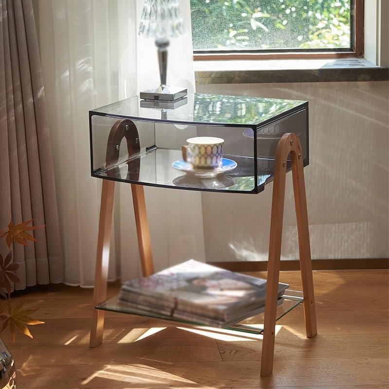 Transparent Coffee Table Nightstand Bedside Table for Bedroom Living Room Cafe