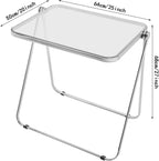 Clear Foldable Side Table - 25x20in Small TV Tray for Snack Dinner on Couch, Folding Table for Home Office Sofa Small Space