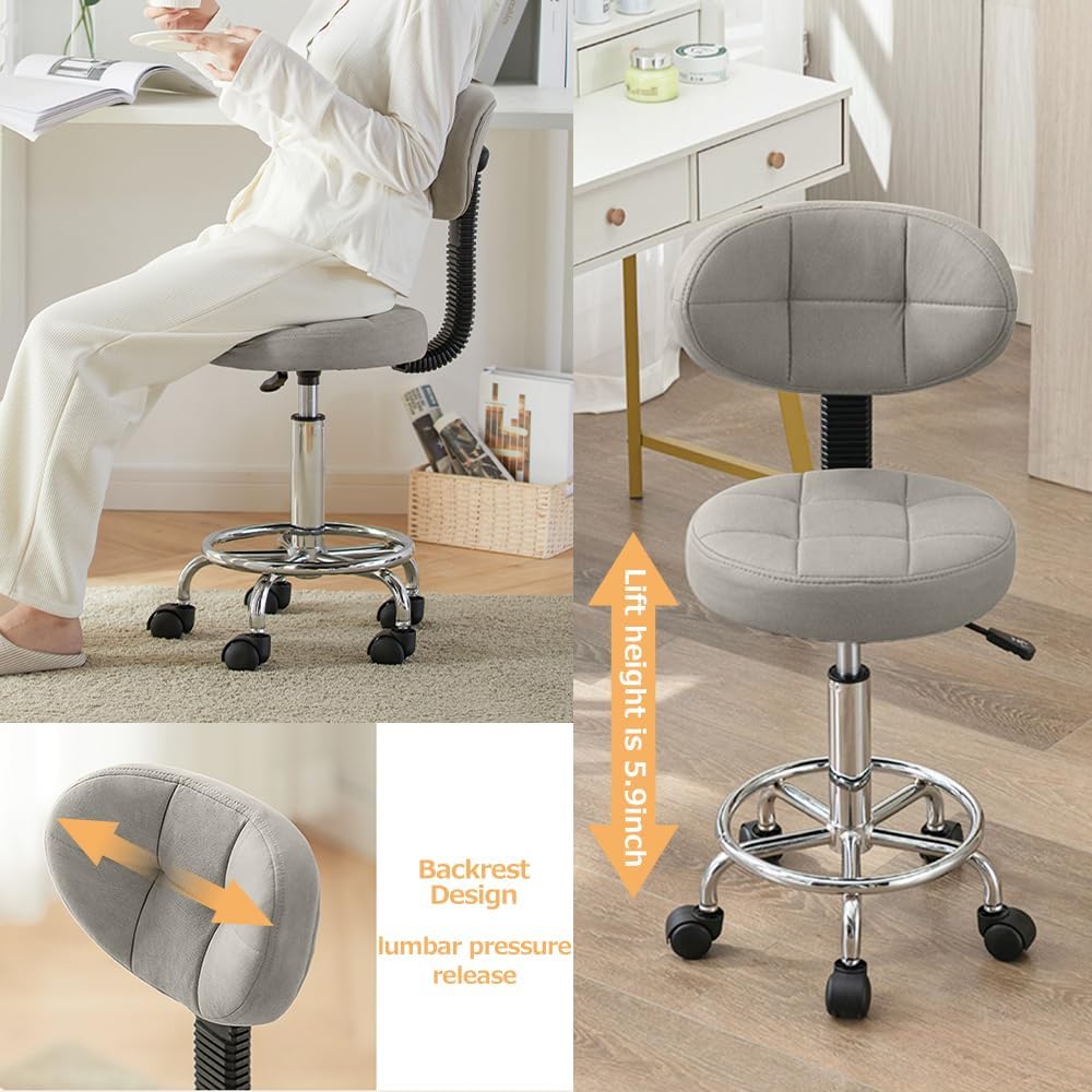 Office Drafting Chair with Back Support and Footrest Multi-Purpose Office Desk Chair, Home Chair Thick Seat Cushion for Home Bar Kitchen Shop