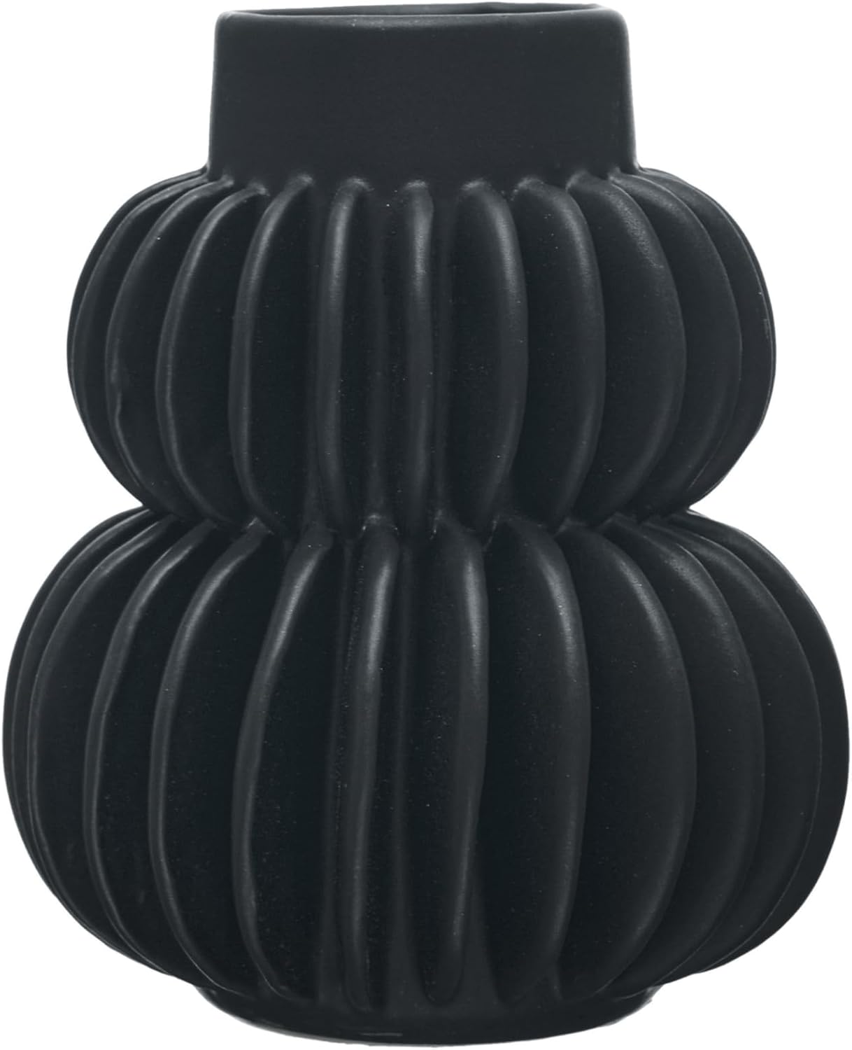 Bloomingville Decorative Pleated Stoneware Vase, Black