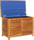Garden Storage Box with Louver Solid Wood Acacia 35.4"x19.7"x22" Outdoor Patio Deck Cushion Container Bench for Backyard Pool Toy Organizer Weather Resistant