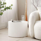 White Round Coffee Table Nesting Coffee Table Set of 2 Contemporary Circle Coffee Table Fluted Side Tables End Table for Living Room Office