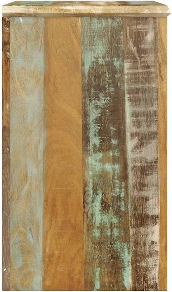 Antique Reclaimed Wood End Table with 1 Drawer and 1 Door, Rustic Nightstand for Living Room or Bedroom, Handmade Storage Cabinet with Vintage Style