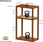 YGYQZ Rattan End Table, 3-Tier Narrow Side Table for Small Spaces, Wood Sofa Side Table Nightstand with Storage Shelves for Living Room Bedroom, Boho Slim Corner Table