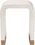 Bali & pari Carlyn Coastal Beige and White Mother of Pearl Capiz Shell End Table