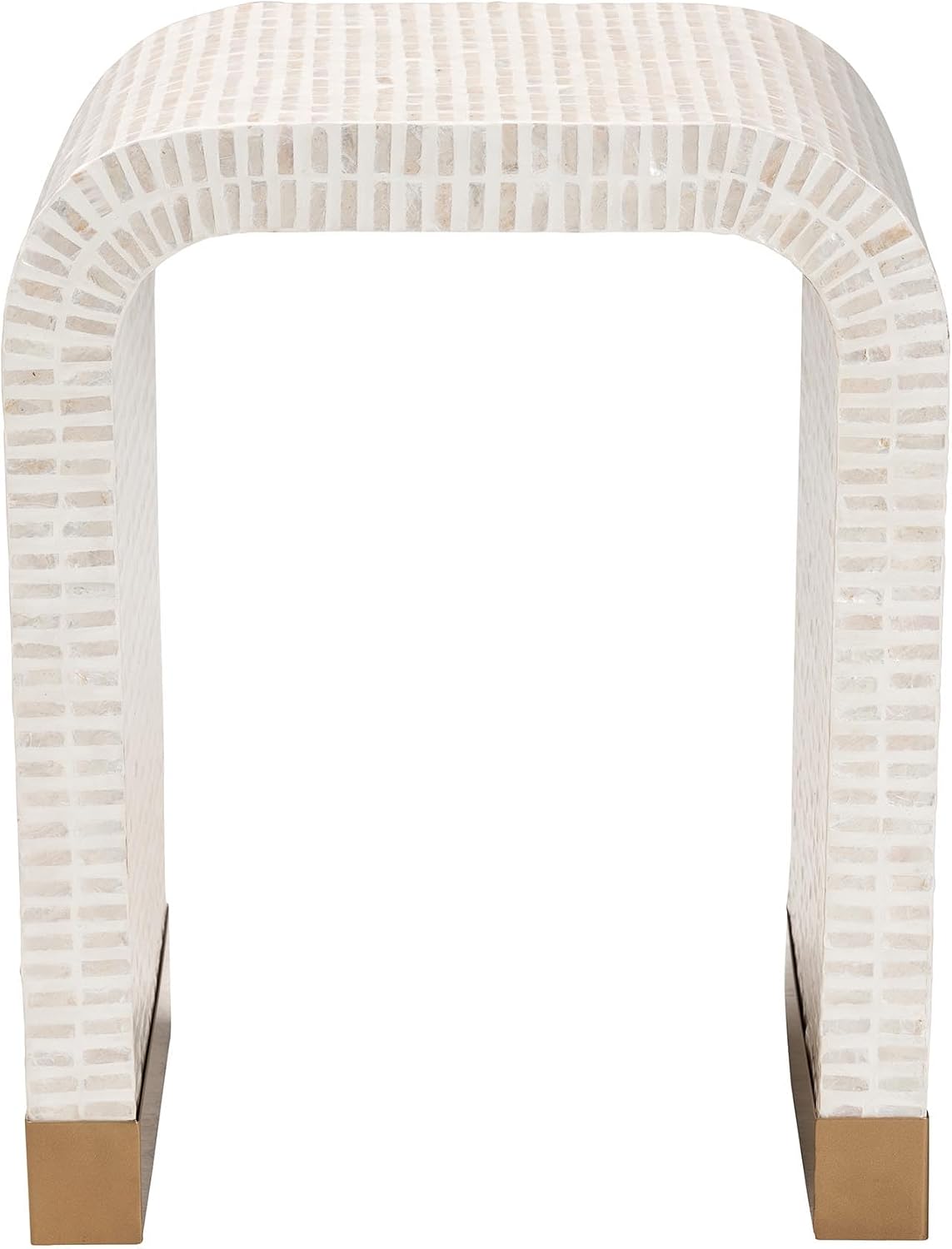 bali & pari Carlyn Beige and White Mother of Pearl Capiz Shell End Table