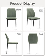 Dining Chairs Set of 4, Upholstered Wooden Dining Room Chairs, Mid Century Modern Fabric Kitchen Chair with Metal Legs Chenille Fabric for Kitchen/Restaurant/Hotel- Green (Only Chairs)