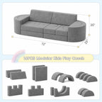 TOLEAD 16 Pcs Modular Kids Play Couch, 68" Large Foam Sofa for Toddlers & Kids, Imaginative Convertible Play Sofa for Living Room & Playroom