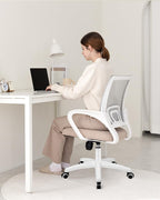 NEO CHAIR Office Desk Computer Chair Ergonomic Mesh Gaming Cushion Seat with Comfy Lumbar Mid Back Support Adjustable Height Swivel Rolling Wheels for Home Task (Beige)
