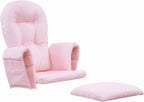 Extra Thick 5Pcs Glider Rocker Replacement Cushions Set - Soft Velvet Cushions with Ottoman Storage Pockets for Indoor Nursery Rocking Chairs