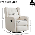 CANMOV Swivel Rocker Recliner Chair, Rocking Chair Nursery Glider Recliner, Manual Glider Chair for Nursery, White