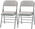 Pack of 2 (Fabric/Vinyl) Steel Frame Metal Foam Padded Folding Chairs (Black, Gray, White) (2-Pack - Fabric White)