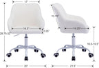 Ya-Home Kids Desk Chair Faux Fur Upholstered Swivel Reading Chair, Cute Adjustable Study Chair with White Wheels for Reading Room Bedroom, White