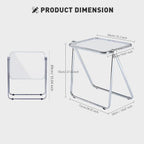 Black Acrylic Folding Tray Table, Sleek Small Foldable Writing Desk for Home Office, Space Saving Laptop Table for Small Spaces, Clear Side Table for Living Room, Portable TV Tray for Couch