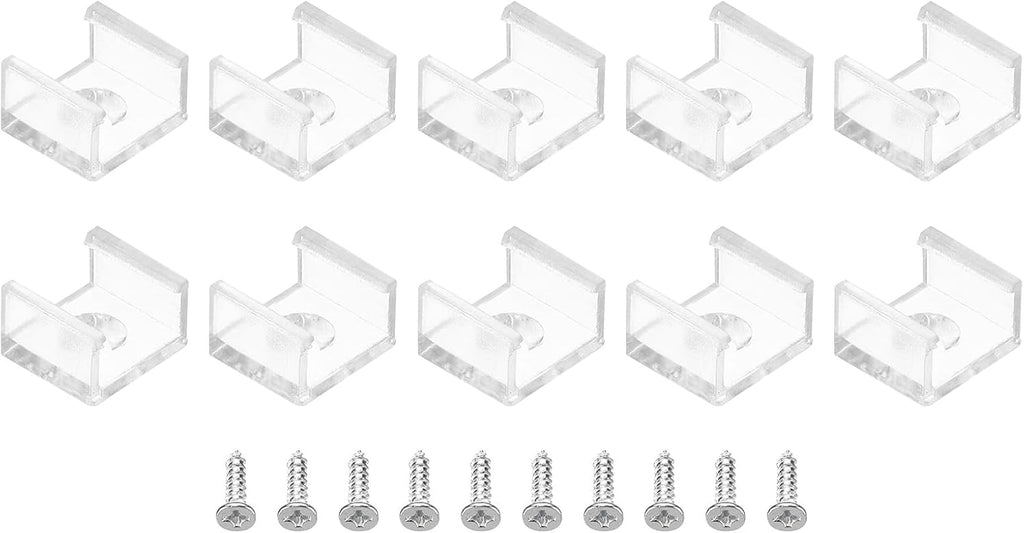 PATIKIL LED Strip Light Clips, 30 Pack Mounting Bracket Fixing Clips Plastic Clamp Holders with Screws for 10mm Neon RGB Light Cable Ribbon, Clear