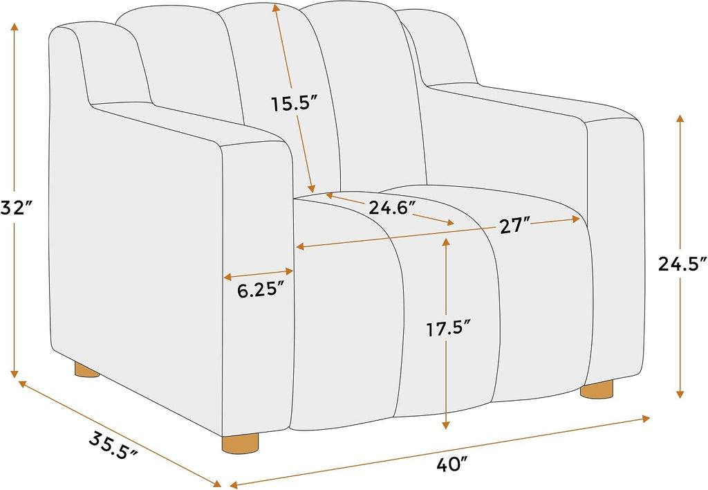 VANOMi Oversized Accent Chair, Modern Living Room Chairs, Comfy Boucle Fabric Upholstered Armchair for Bedroom, Office, Waiting Room (White Boucle)