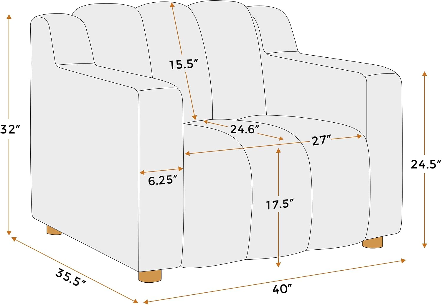 VANOMi Oversized Accent Chair, Modern Living Room Chairs, Comfy Boucle Fabric Upholstered Armchair for Bedroom, Office, Waiting Room (White Boucle)