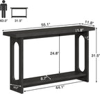 Black Console Table, 55‘’ Wood Entryway Table Narrow Sofa Tables Hallway Tables for Living Room, Entryway, Foyer