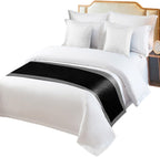 Greek Art Inspired Geometry Bed Runners for Bedroom Hotel,Decorative Bedding Scarf Abstract Monochrome Black White Bed End Blanket Bedding Runner Scarves for King Size Bed,102x20in