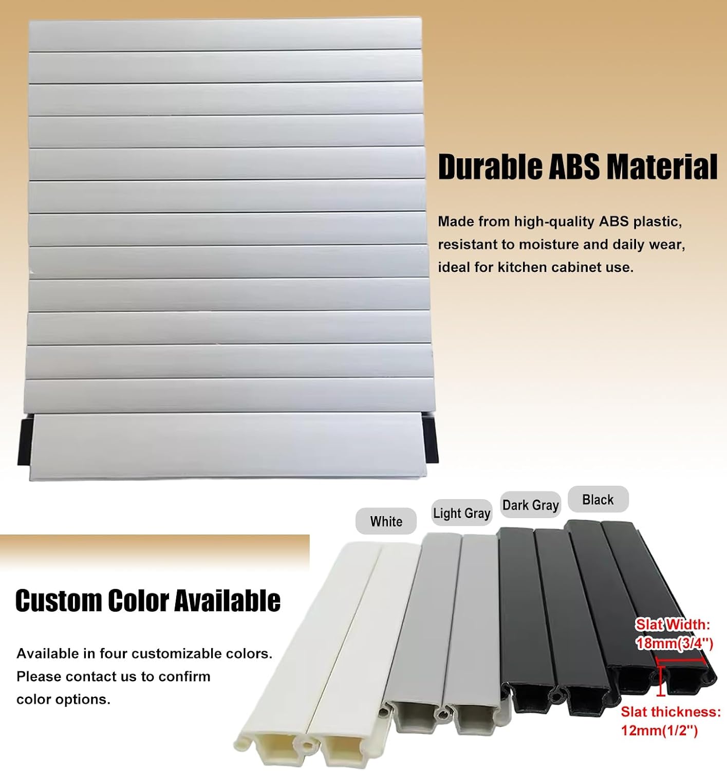 Gray Tambour Door Kit for Cabinets, Aluminum Roll Up Cabinet Door, Vertical Sliding Storage Door for Kitchen Counter, RV, Office, Pantry(61x71cm(24x28in))