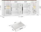 BOTLOG 71” Large Buffet Cabinet with Storage, Sideboard Buffet Cabinet with Adjustable Shelves and 6 Soft-Close Doors, Wood Coffee Bar Console Table for Kitchen, Dining Room, White