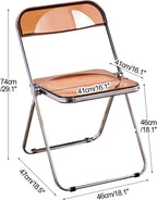 Luxury Modern Transparent Folding Chair, Acrylic Folding PC Plastic Living Room Seat, Chrome Frame(Grey)