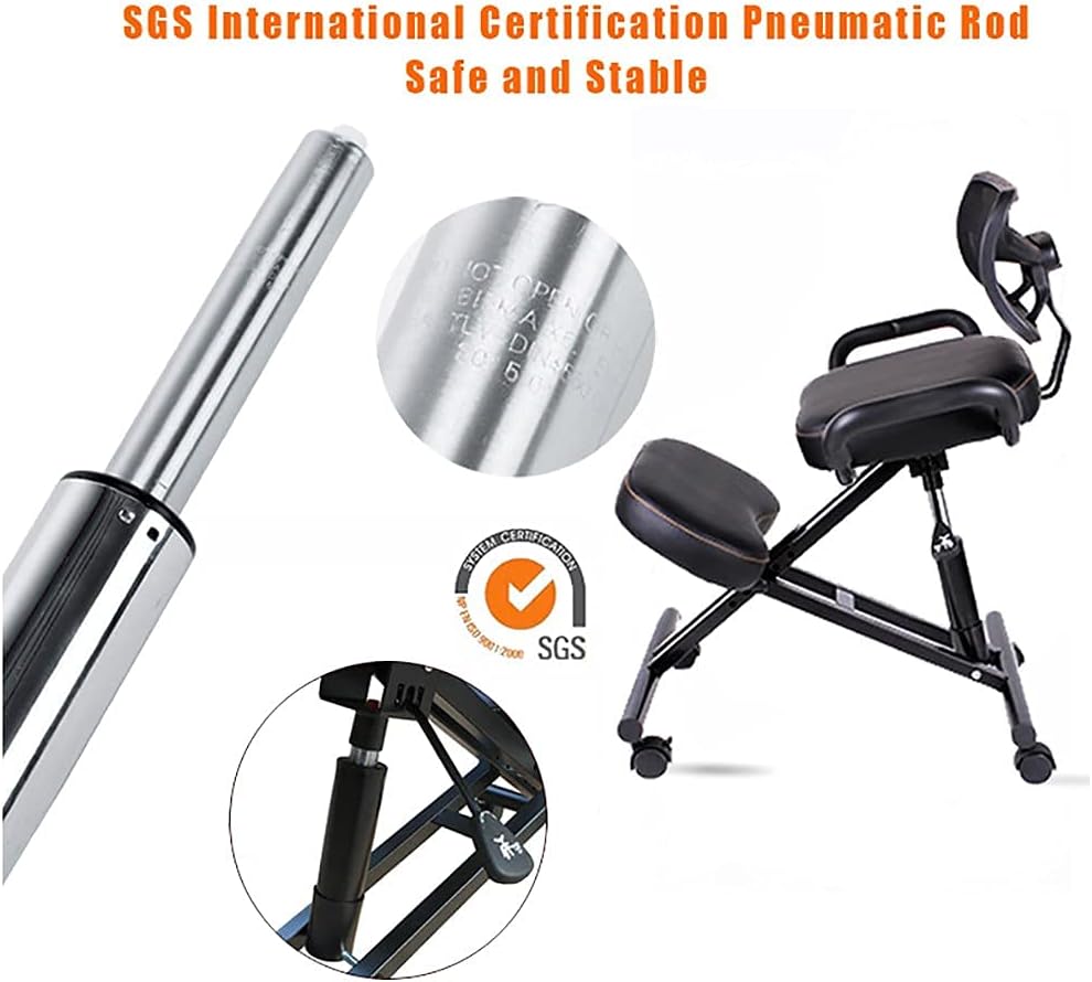 Ergonomic Kneeling Chair & Stool with Back Support | Height Adjustable 5 Roller Casters | Angled Seat Improves Posture | Extra Thick Cushions | for Home & Office