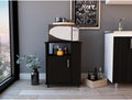 23.6" D*15.7" W*28.9" H Freestanding Kitchen Pantry with Open Shelf, Lower Single Door, Rectangular Storage Cabinet, Traditional, for Living Room, Dining Room, Black