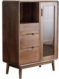 Sideboard Buffet Cabinet Black Walnut Sideboard Wine Cabinet Dining Side Glass Door Storage Furniture Living Room Entrance Decoration