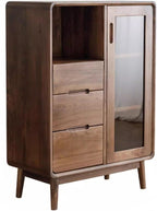 Sideboard Buffet Cabinet Black Walnut Sideboard Wine Cabinet Dining Side Glass Door Storage Furniture Living Room Entrance Decoration
