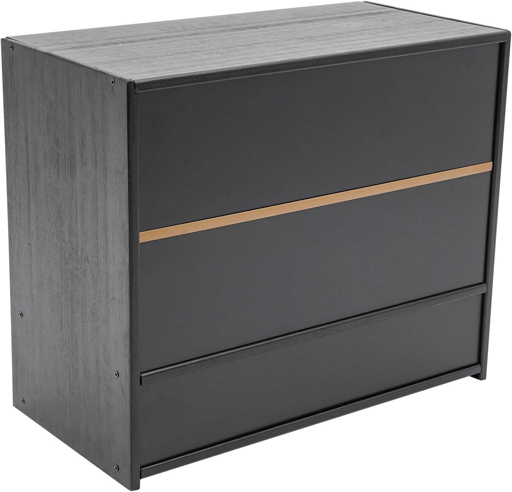 Small Countertop Kitchen Pantry, 3 Tiers Bamboo Pantry Sideboard with 2 Sliding Doors, Freestanding Kitchen Storage Cabinet Utility Dining Cupboard for Spice Dish Bowl Seasoning Bottle (Black)