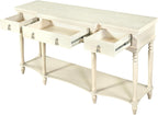 Christopher Knight Home Cally Wood Console Table with Drawers & Bottom Shelf, Narrow Entryway Table with Turned Roman Legs, Traditional Rectangular Wall Table for Living Room Study Hallway, White