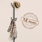 Coat Rack Freestanding, Coat Rack Stand with Umbrella Holder, Coat Tree, Coat Hanger Stand with 12 Hooks for Clothes Bag Hats, Hat Rack Hall Tree Coat Hanger Umbrella Stand for Entryway