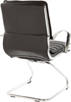 Office Star SPX Professional Ergonomic Ribbed Faux Leather Office Chair with Chrome Base, Mid Back Guest Chair with Loop Arms, Black