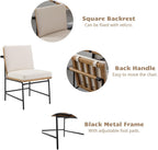 HEAH-YO Modern Dining Chairs Set of 2, Upholstered PU Leather Dining Room Chairs with Backrests, Armless Side Chair for Kitchen, Beige