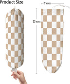 Plastic Bag Holder, Wall Mount Plastic Bag Organizer Dispenser Reusable Grocery Bag Organizer for Home Kitchen(Brown Checkered)