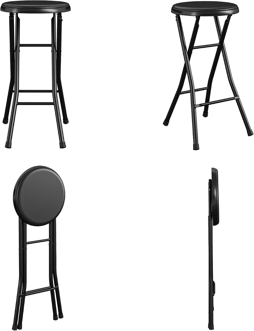 COSCO 24" Vinyl Padded Folding Stool, Multipurpose, Great for Small Spaces, Double Braced, Black, 4-Pack