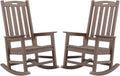 Psilvam Oversized Outdoor Rocking Chair Set of 2, Porch Rocker with 21" Wide Seat and 32" Tall Backrest, Pre-Assembled with Most Components for Effortless Installation (Brown)