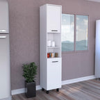79" White Kitchen Storage Cabinet - 2 Open Shelves & 3 Internal | Pantry Organization, Dining Room