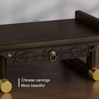 Chinese Personal Buddha Niches Shrine Meditation Table, Bamboo Meditation Altar Table Buddhist Prayer Altar Cabinet for Small Spaces(Brown A,66cm/26in)