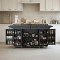 Kitchen Island Cart with Storage on Wheels, 59" Large Rolling Kitchen Island with Drop Leaf, Mobile Island for Kitchen with Towel Rack, Drawers for Dining Room, Black