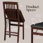 SIMPLEX Compact Folding Wood Dining Chairs – No Assembly, PU Leather Cushions, 400 lb Load Capacity, Space-Saving Design for Apartment & Kitchen Use (4 Pack)