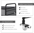 EazeHome Mini Fridge Stand, Fridge Stand with Storage, 2 Drawer Fridge Cart, Organizer Unit for Mini Fridge, Fridge Stand with Metal Frame and Fabric Drawers, Mini Fridge Table with 4 Swivel Wheels