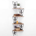 4 Tier Black Butterfly Wall Mount Corner Shelves Floating Corner Storage Wood Shelves Decorative Rustic Butterfly Wall Decor for Bedroom Living Room Bathroom Home Kitchen